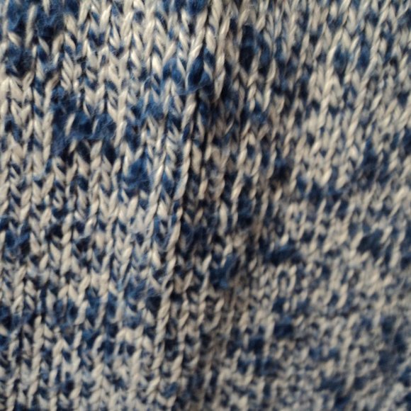 LL Bean Woman's Large Cardigan Sweater Blue White Pockets 100% Cotton - Picture 10 of 12